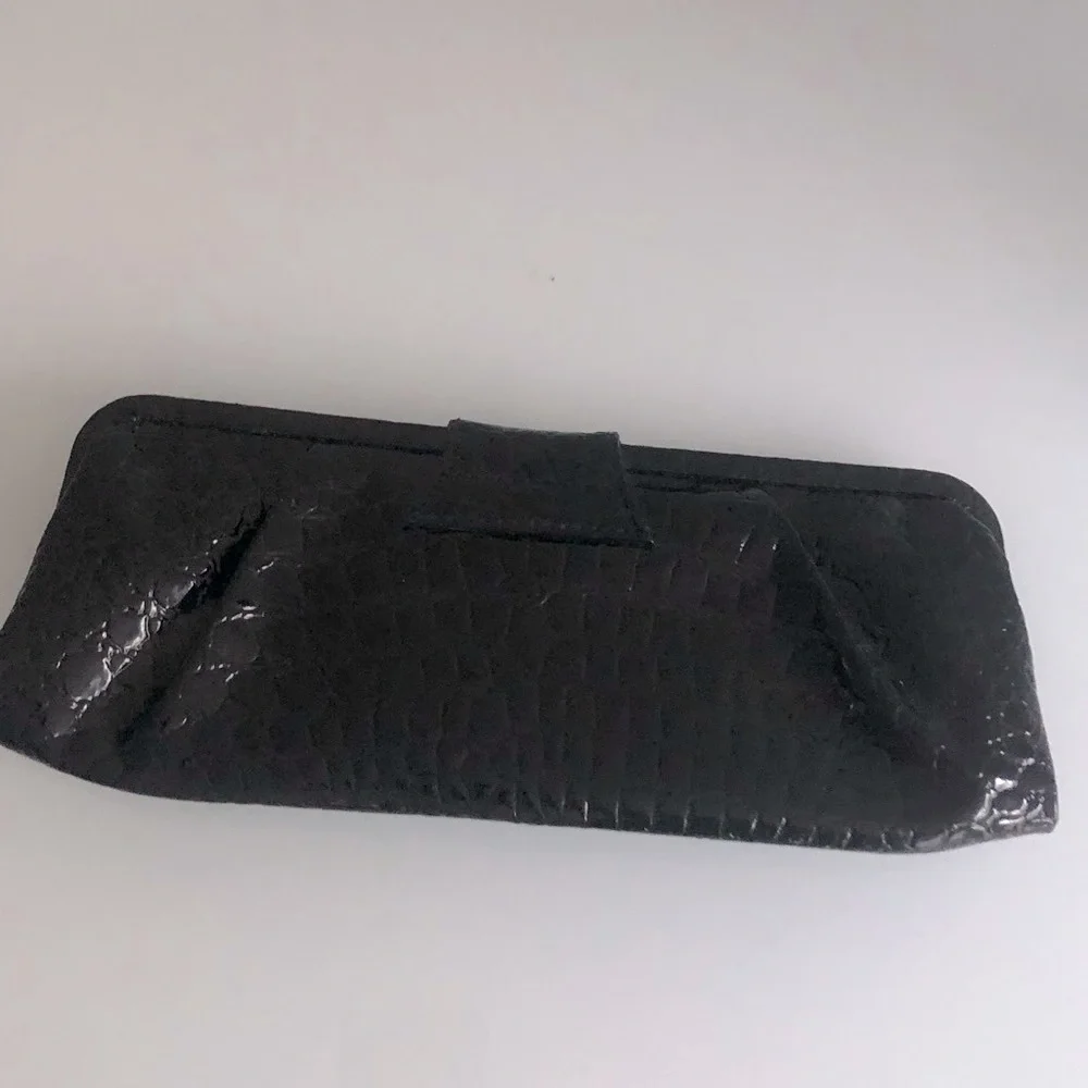 Clutch Purse Faux Black Alligator Print Vintage